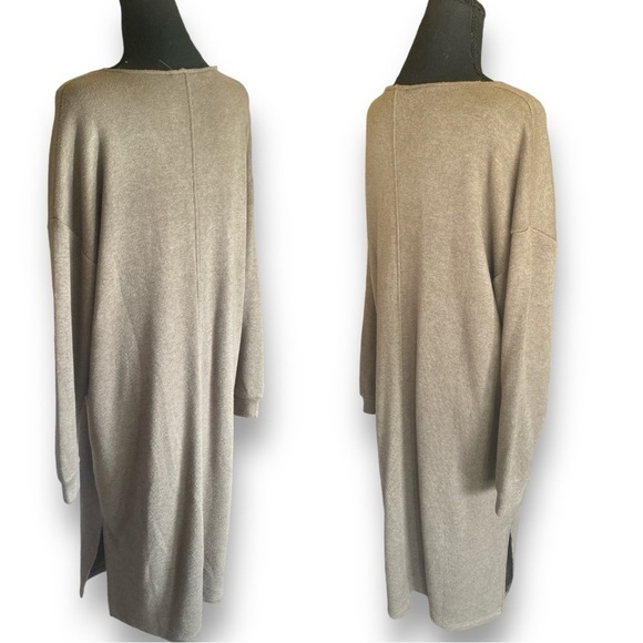 CASLON VNeck Oversized Flowy Midi Sweater Dress Long Green Chunky Goth Large - Picture 8 of 11